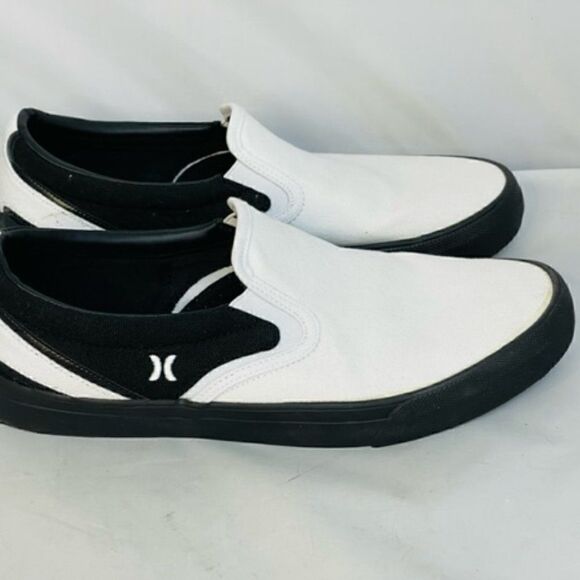 Hurley Men's Black and White Slip-On Sneakers - Picture 4 of 7